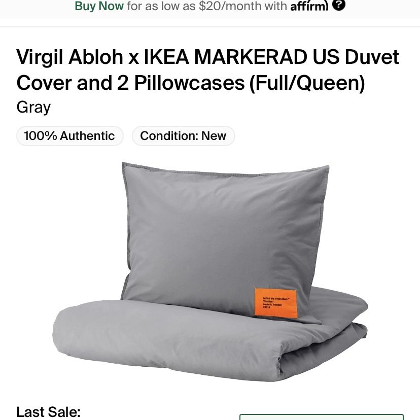 Virgil Abloh x IKEA MARKERAD Duvet Cover and 2 Pillowcases (Full/Queen) for  Sale in Chicago, IL - OfferUp