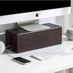 (New in Box)
HomeBliss Walnut Large Cable Box - Cord Organizer Cable Management Box for Cord Hider and Cord Management - Cable Organizer Box with Prot