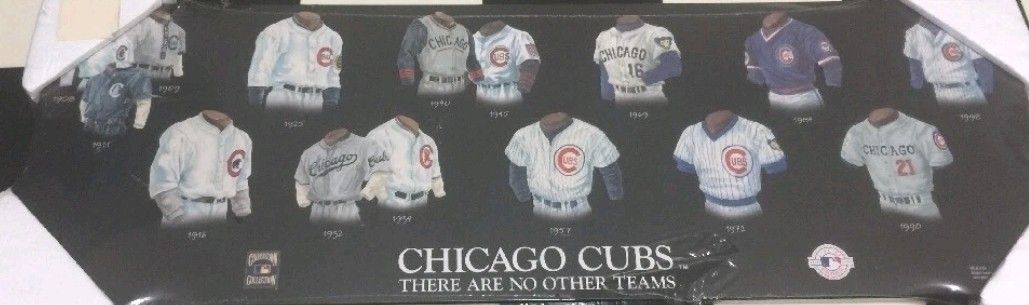Chicago Cubs MLB Baseball Uniform History Wooden Picture Frame Rare