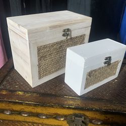 Set of wooden storage boxes