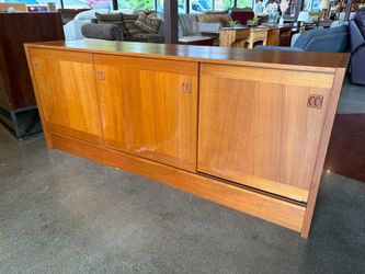 CLAUSEN & SON Made in Denmark Teak Credenza with Sliding Doors
