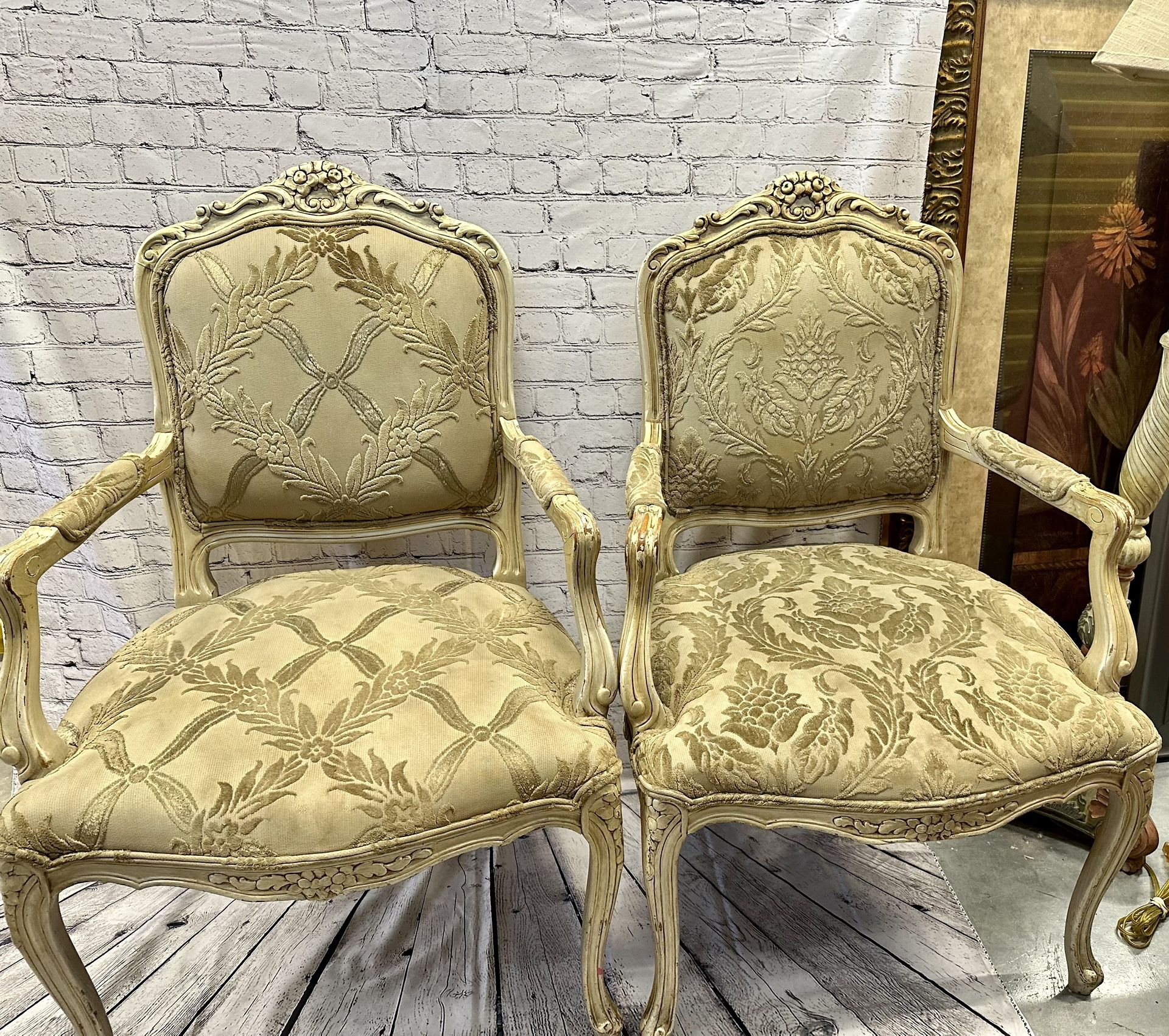 Beautiful pair of Chateau D'Ax  spa Carved Arm Chairs.