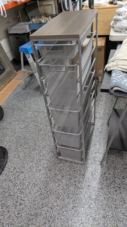 Metal Mesh Drawer Storage Tower with Wood Top