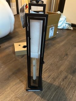 Tall Black Metal Candle Lantern with Handle