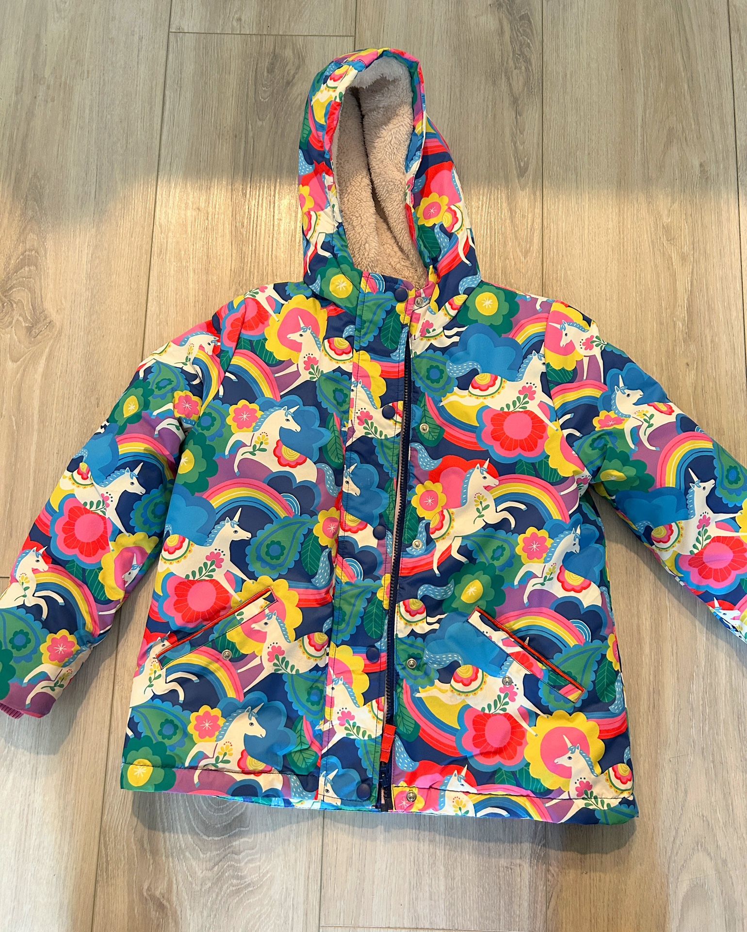 Sherpa Lined Mini Boden Unicorn Jacket Size 140mm (size 10 Girls)