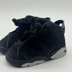 Nike Air Jordan 6 Retro TD Chrome Black Suede DX6179-001 Toddler Size 4C 