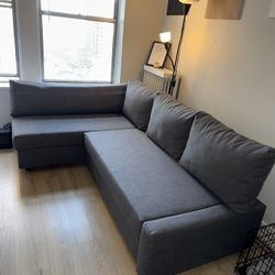 Sofa Chaise Couch With Storage + Free Sleeper Mattress