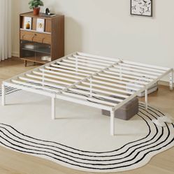 MAINSTAYS     MARCO PESADO DE LA CAMA DEL LISTÓN DE ACERO DE 14 MAINSTAYS 14" HEAVY DUTY WHITE STEEL SLAT BED FRAME, KING        35.56cm80in Lx 76in W
