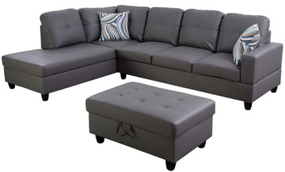 Lifestyle Furniture 2 Piece Sectional Sofa Couch Set, L-Shaped Modern Sofa , Faux Leather, Left Facing（without ottoman)16a