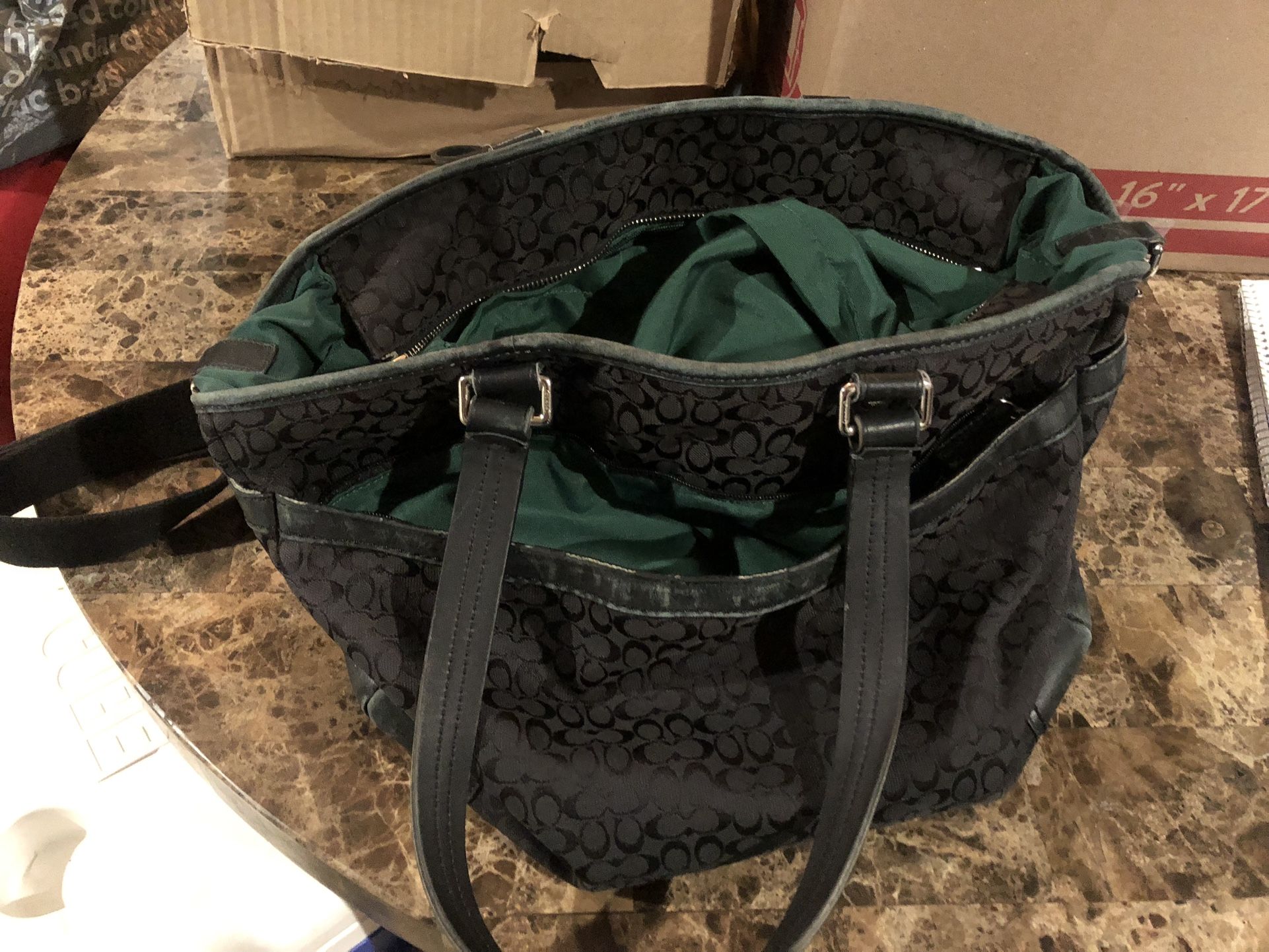 Coach Black & Green Diaper Bag