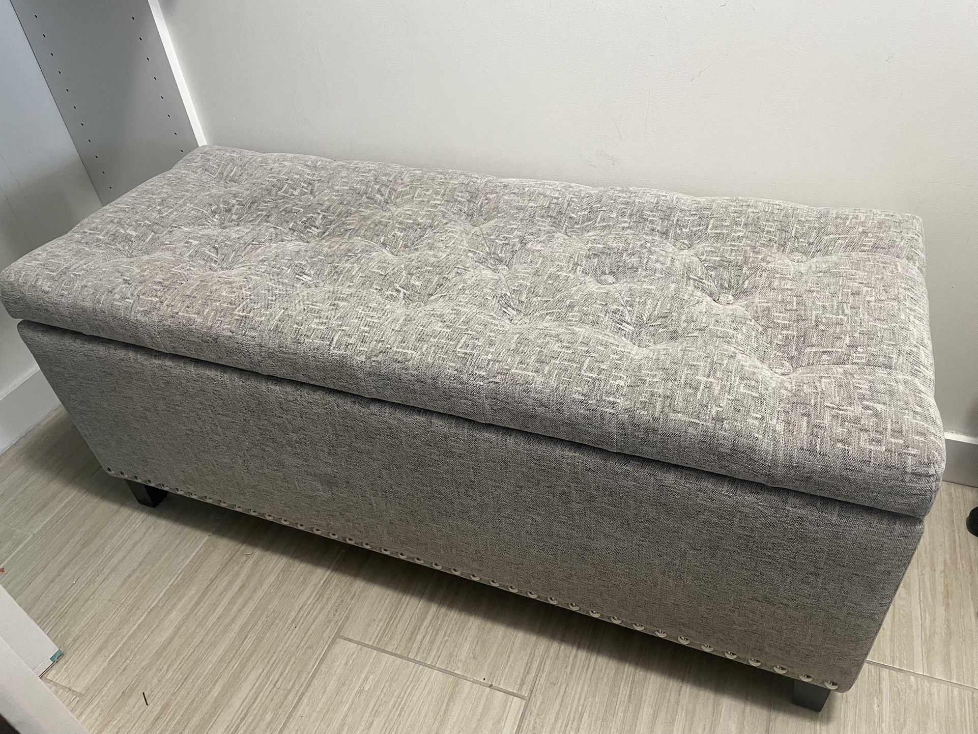 Gray Storage Ottoman 