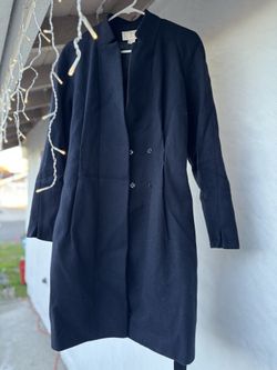 H&M Women’s Dark Blue Long Coat Size 6 M