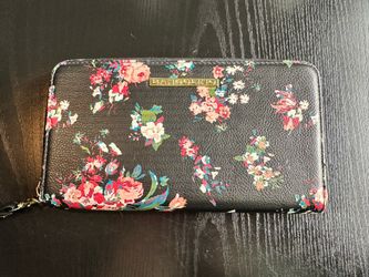 Bandolino Small Black and Floral Print Clutch, Wristlet/Wallet