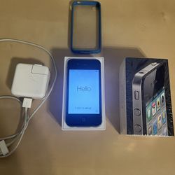 Black iPhone 4 With Original Box, Charger And Protective Case