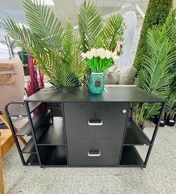 2 Drawer Mobile Filing Cabinet with Outlet