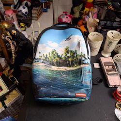 Sprayground Graphic Shark Island Headquarters Large Capacity Backpack, Water Resistant-Great For Laptops, Books Ample Pockets-Travel & Hiking