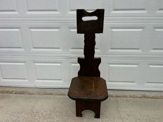 MCM Brutalist Chair Wooden 1960s Folk Art Original Brown Man Cave Decor