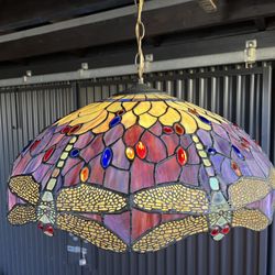 Vintage Tiffany Style Dragonfly Pendant Light