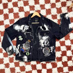 Denim jacket Street Wear distressed Black