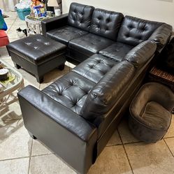 Leather Sectional (ottoman included!)