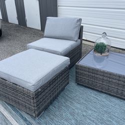 New Outdoor Patio Set Furniture Chair, Ottoman, Coffee Table