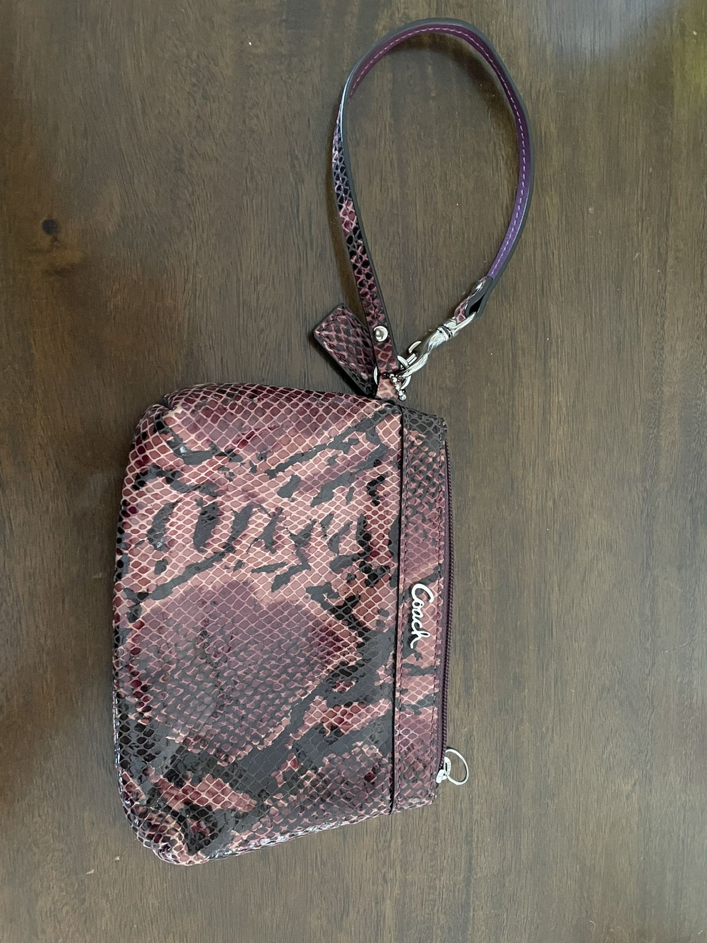 Coach Pink Snakeskin Wristlet