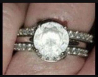3 piece White sapphire and diamond wedding ring set
