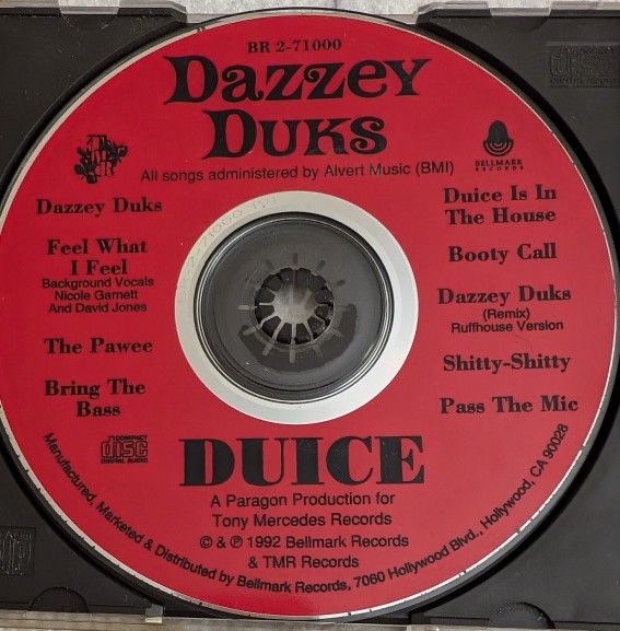Dazzey Duks CD The Debut Studio Album By American Bass Music Duo Duice 1992 Bellmark Records By Alvert Music (BMI) Needs Resurfaced Due To A Surface S