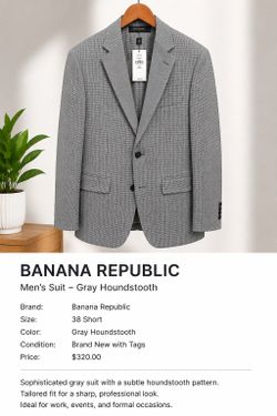 Banana Republic Gray Houndstooth Men's Blazer