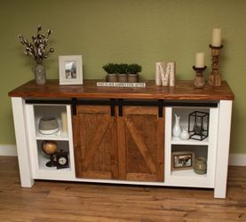 Barn door tv console