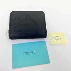 NEW Tiffany & Co - Return to Tiffany Zip Wallet in Black Leather