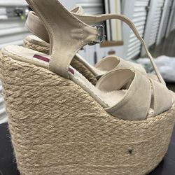 Tajna Club Beige Wedge Sandals 