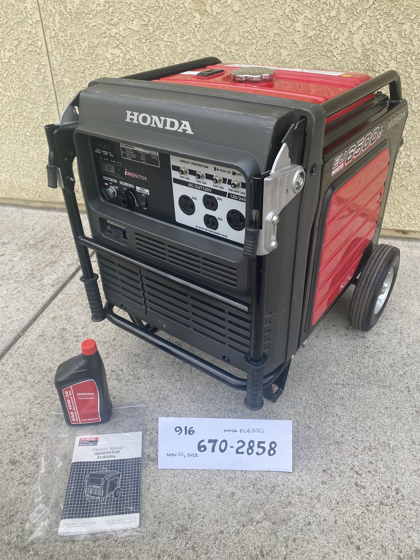 Clean Honda eu6500is Generator for Sale in Elk Grove, CA OfferUp