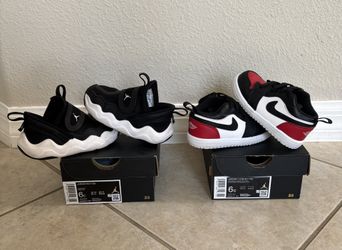 2 Pairs Of Jordan Toddler Velcro Shoes. Size 6C