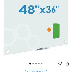 Magnetic Glass Whiteboard, Wall Mount Dry Erase White Board (48x36)