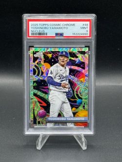 2025 Topps Cosmic Chrome Nucleus #48 Yoshinobu Yamamoto PSA MINT 9