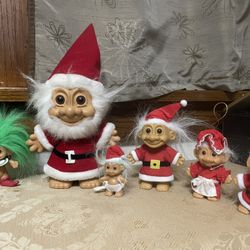 Vtg Set of 6 - Russ Berrie Collectible Troll Dolls Large Eyes & Wild Hair. 24 Mini 🧌