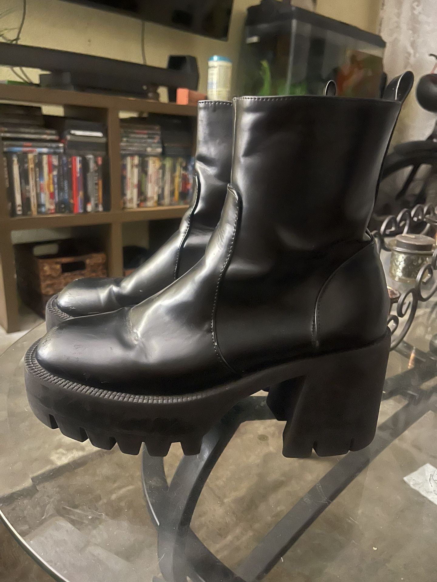 black platform boots