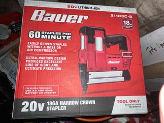 Bauer 20v 18ga narrow crown stapler