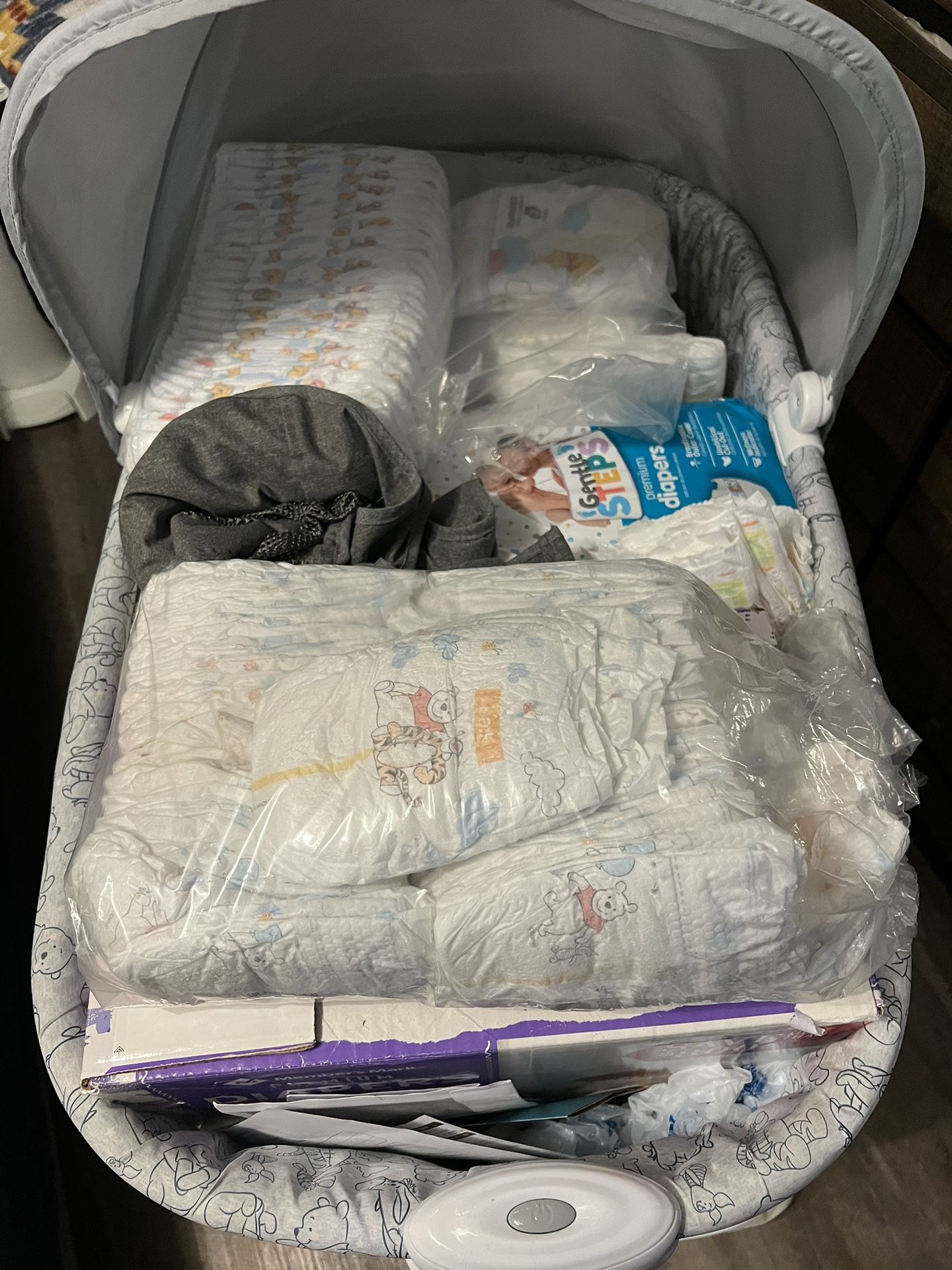 Baby Bassinet + Diapers 