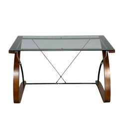 Modern Computer Desk with a Tempered Smoked-Glass Top