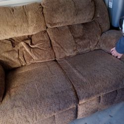 Tweed Or Corduroy Manual Recliner..in Good Condition. 