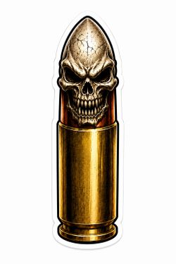 4.5” Skull 9mm Ammo Sticker Decal Tactical Die Cut Vinyl