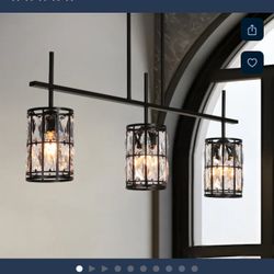 chispa-3 light matte black and crystal modern contemporary. Hanging island light