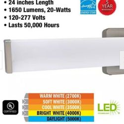 Bathroom Vanity LED Light Bar 24 In. Chrome