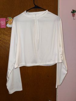 SHEIN curve workout long sleeve crop top - White, size 3x