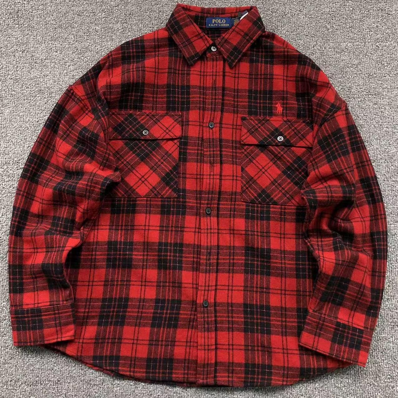 Ralph Lauren Red buttoe Plaid Pocket Shirt
