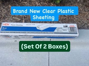 Brand New 10ft x 100ft Clear 4 Mil Plastic Sheeting (Set Of 2 Boxes)