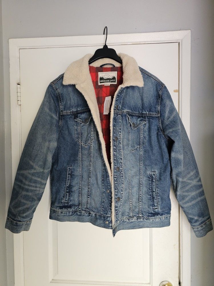 Men's American Eagle Jacket Sherpa Denim Chamarra XI