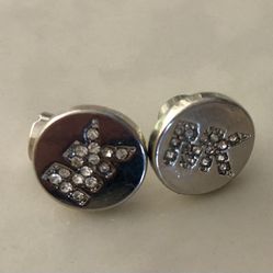 Michael KORS silver round pave crystal stud earrings